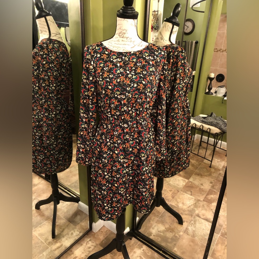 J. Crew Factory Floral Dress - Black and Multicolor